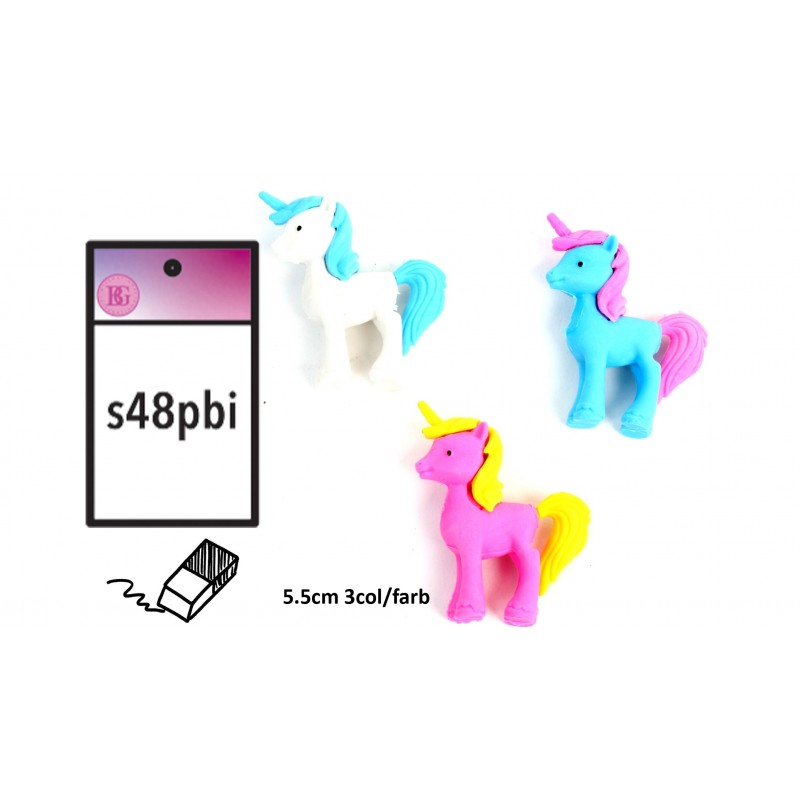 48 Radiergummi Einhorn Sonderposten Restposten Tombola Wurfmaterial Karneval